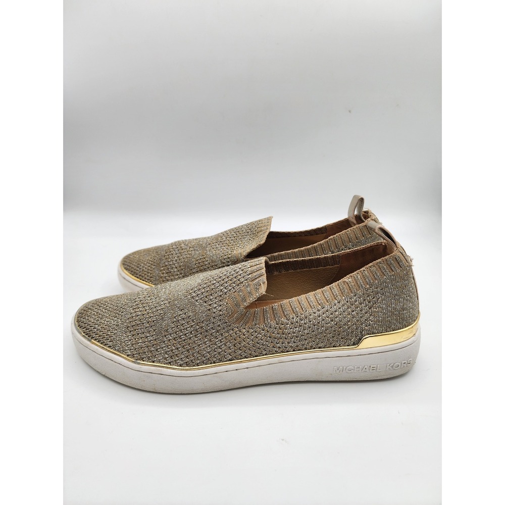 Michael‎ Kors Gold Metallic Knit Slip On Fashion Sneakers Size 9M